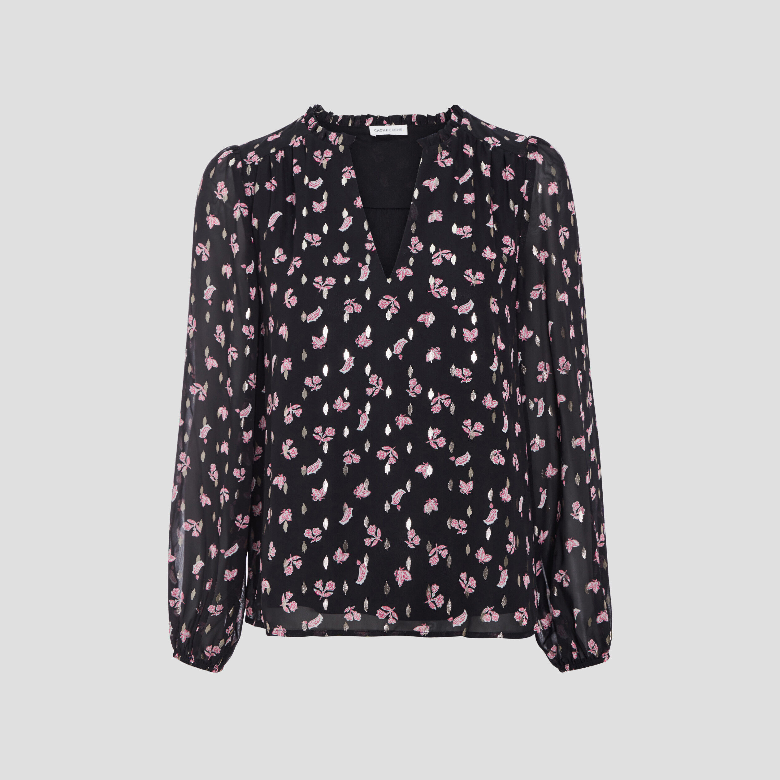 Blouse manches longues noir femme | Cache Cache