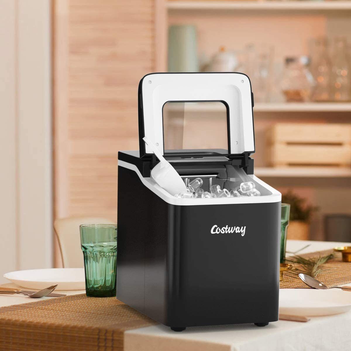 COSTWAY Eiswürfelmaschine, 9 Eiswürfel in 8 min, 12kg in 24 Std.