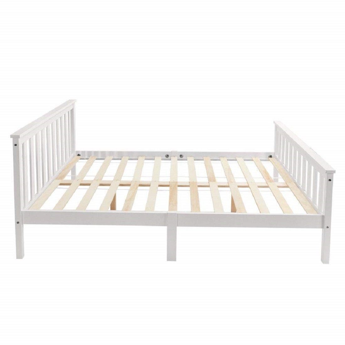 Flieks Massivholzbett, Doppelbett Kieferbett Bettgestell 140x200cm weiß