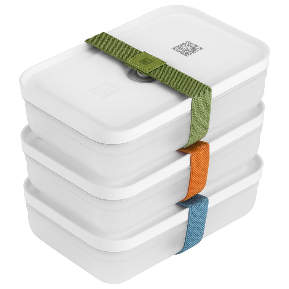 Vakuum Lunchbox Set, L flach / 6-tlg, Kunststoff, Semitransparent-Grau