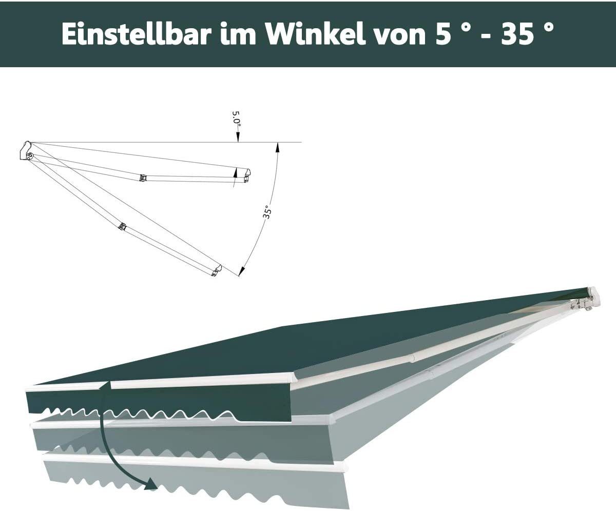 COSTWAY Markise Sonnenmarkise mit Kurbel, Sonnenschutz, 2,5 x 2 m