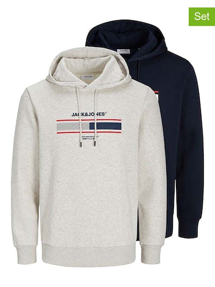 Jack & Jones 2er-Set: Hoodies in Grau/ Dunkelblau günstig kaufen