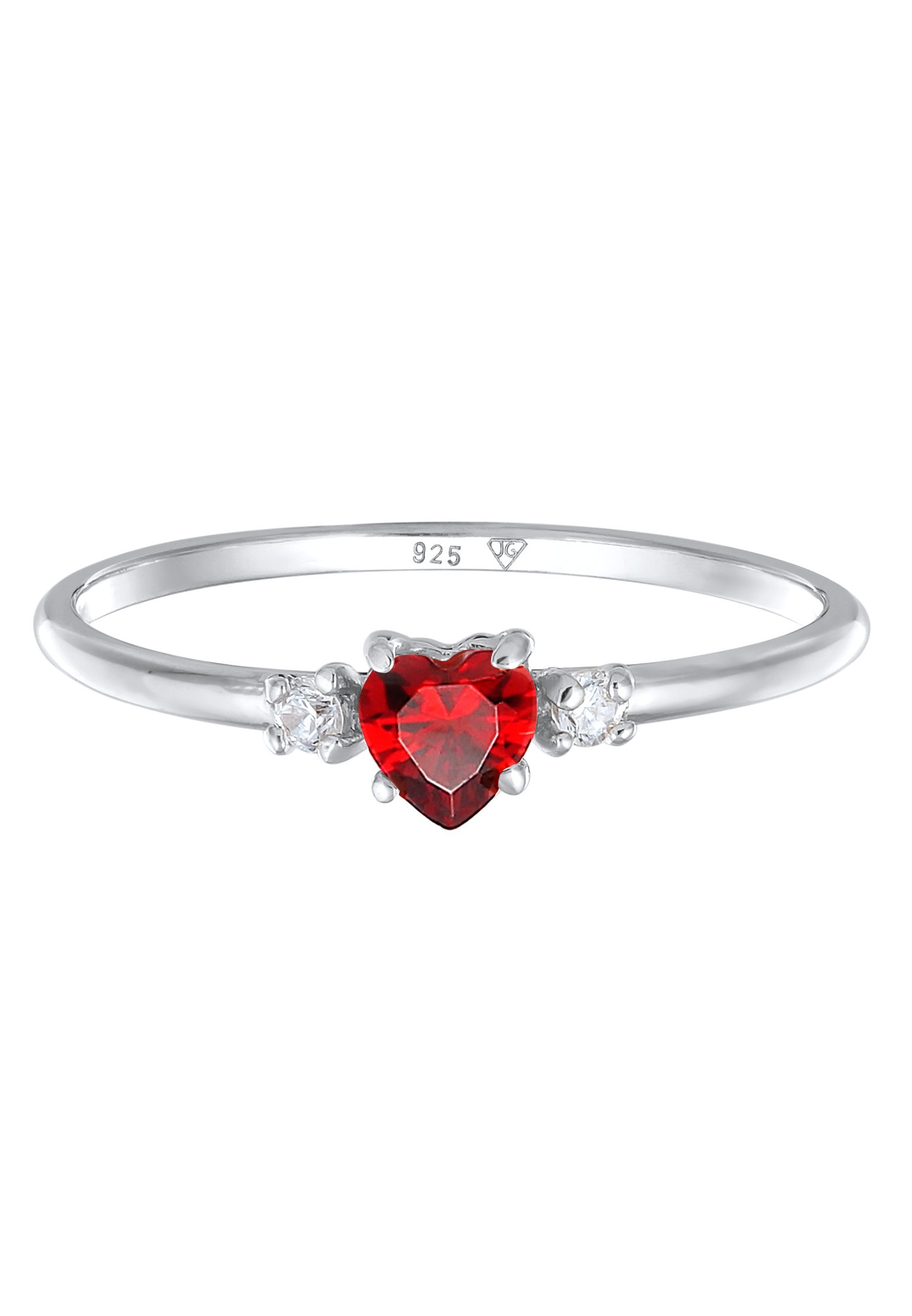 Anello di fidanzamento da donna Elli a forma di cuore rosso con cristalli di zirconi cubici in argento sterling 925 placcato oro