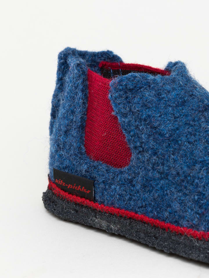 kitz-pichler Hausschuh Hütten-Chelsea in jeansblau/rot günstig kaufen