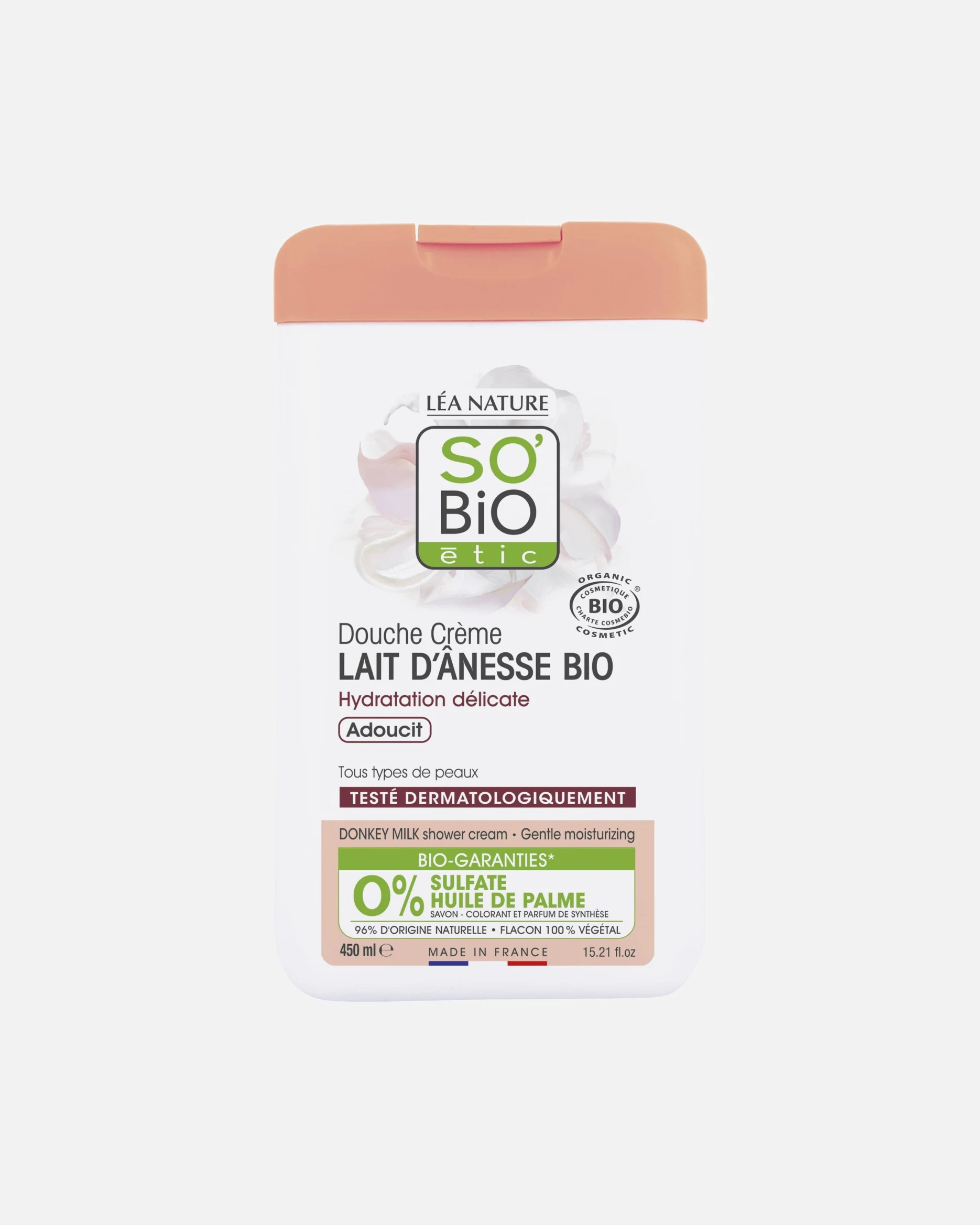 SO BiO étic Duschcreme mit Bio-Eselsmilch, sanfte Feuchtigkeitspflege¹, macht die Haut weich