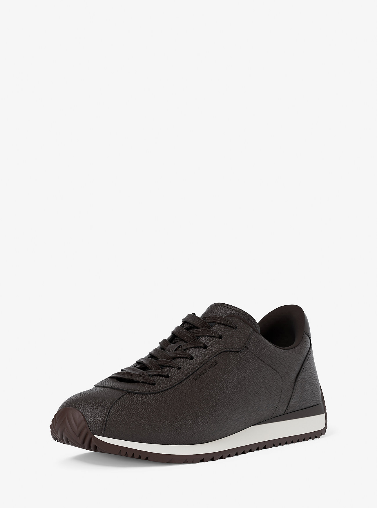 Rhodes Signature Logo and Leather Trainer - CHOCOLATE
