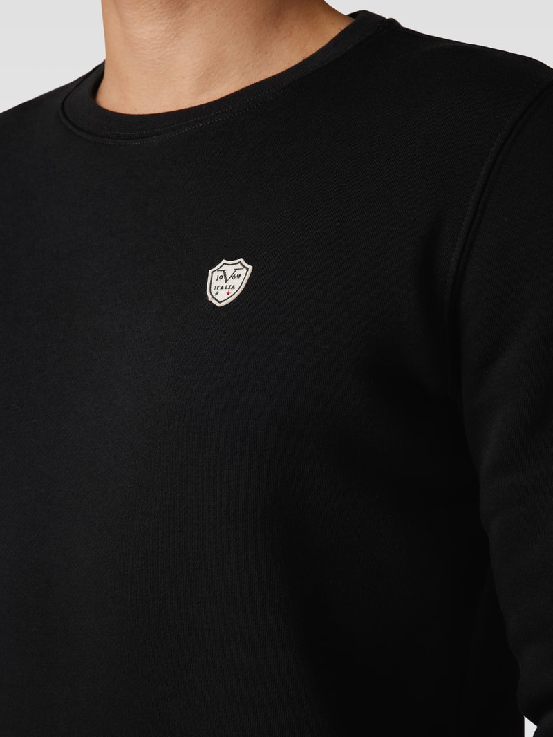 Sweatshirt mit Label-Detail Modell 'Nico' in schwarz