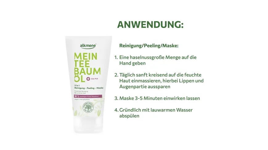 alkmene Mein Teebaumöl 3in1 Reinigung-Peeling-Maske 150 ml