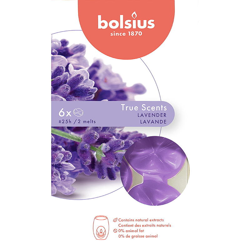 Bolsius Duftvoks 6-pk lavender True Scent
