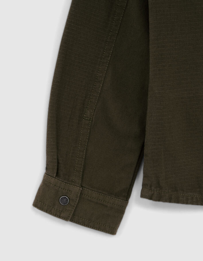 Chemise kaki bi matière en velours et canvas garçon