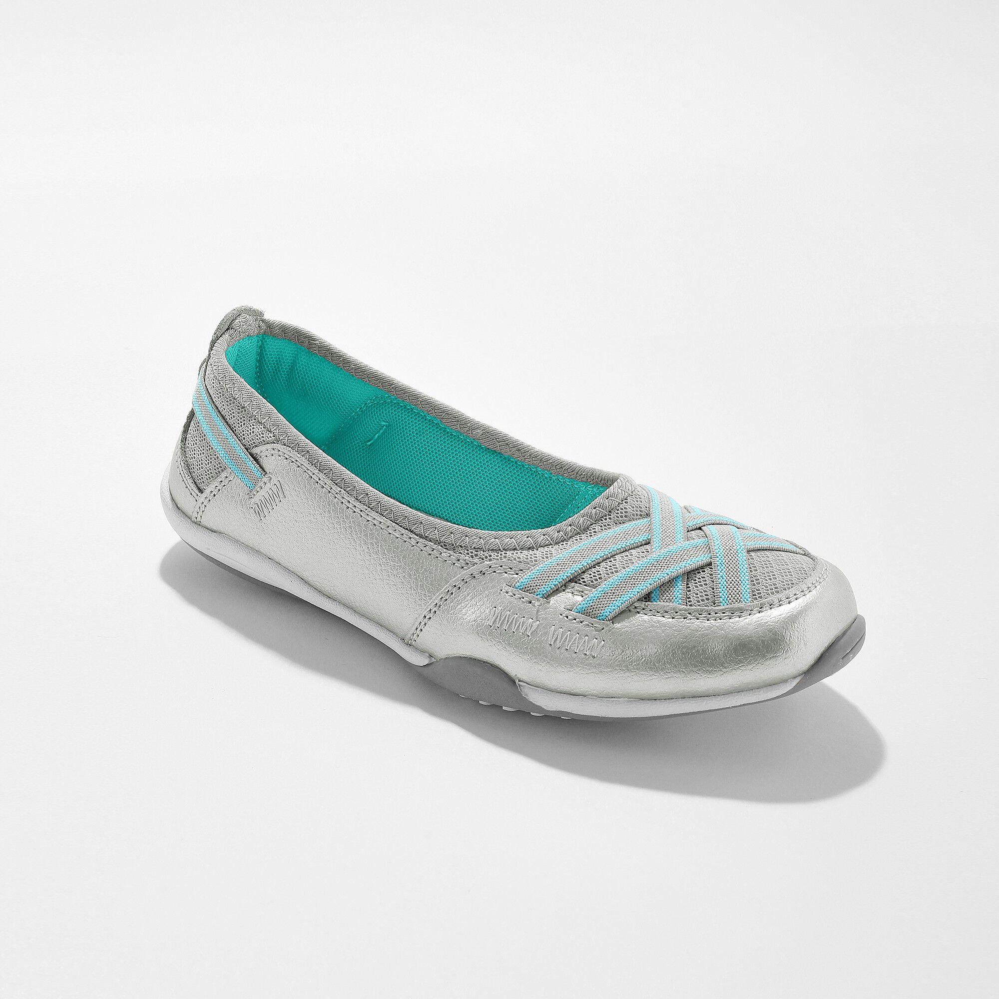 Ballerines souples cuir et textile aéré bandes élastiquées