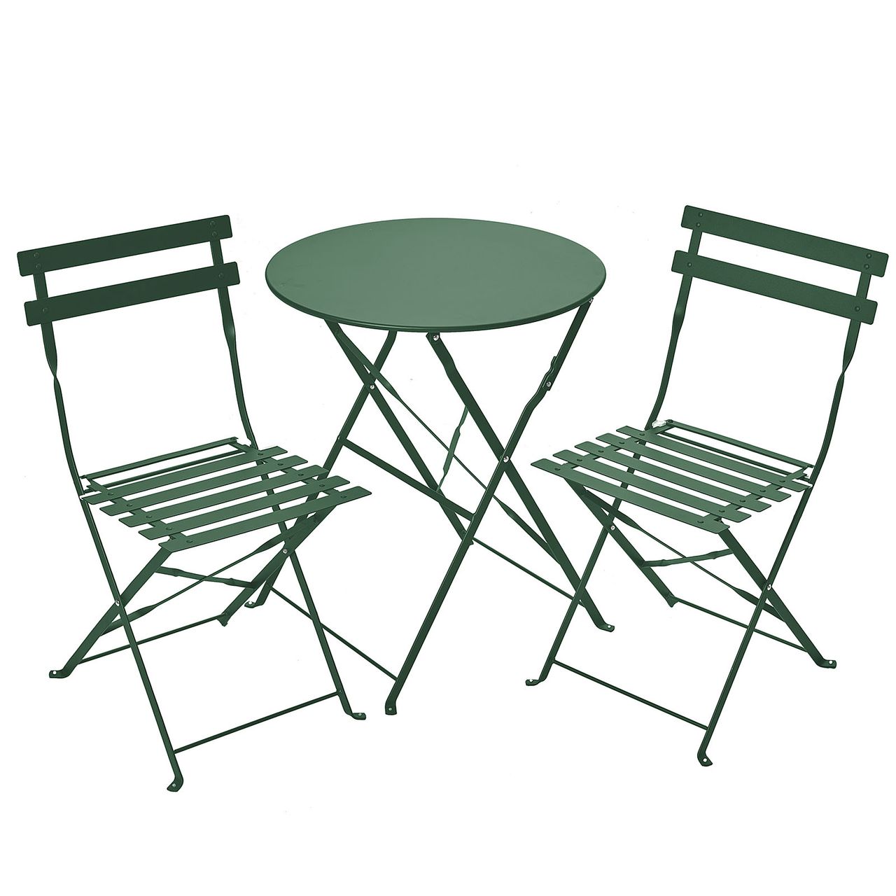Gartenfreude Bistro Set Metall (2x Stuhl 41 x 45 x 81cm 1xTisch 60 x 60 x 71 cm) dunkelgrün