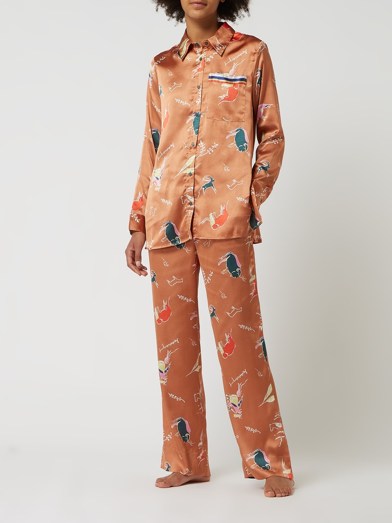Pyjama-Hose mit Allover-Muster Modell 'Alisa' in camel