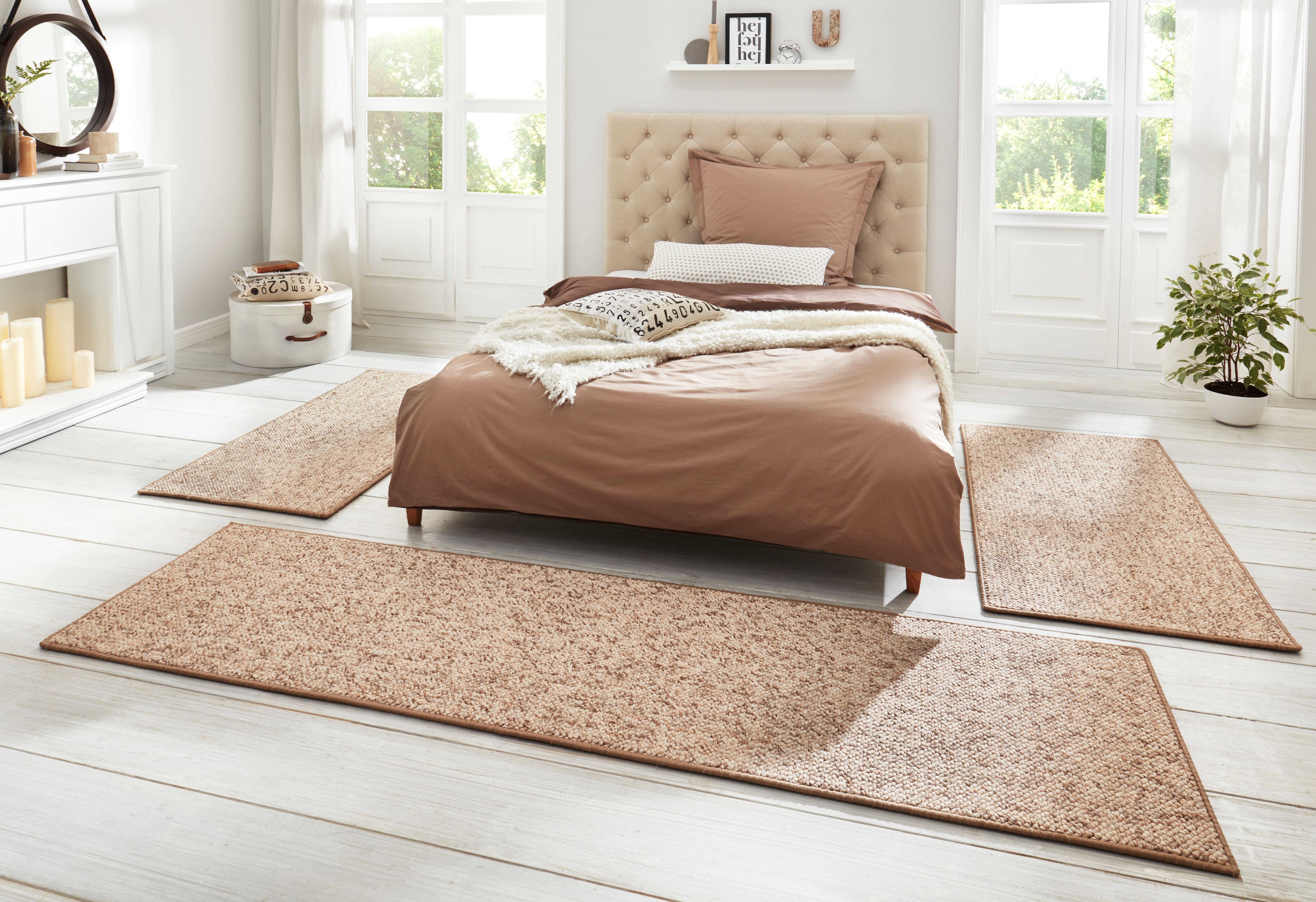 Bettumrandung Wolly 2 HANSE Home, Höhe 12 mm, (3-tlg), Bettvorleger, 3-teiliger Läufer Set, Unifarben, Kurzflor, Bettläufer