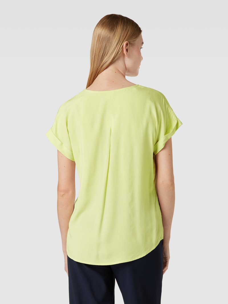 Blusenshirt aus reiner Viskose mit Kellerfalte in neon grün