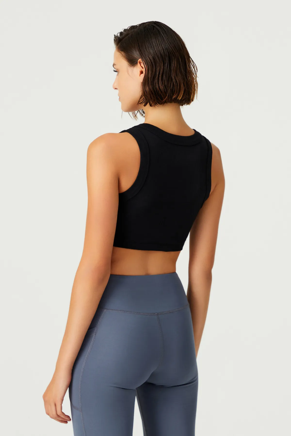 LOS OJOS  x Melodi Crop Top Tanktop aus schwarzer Baumwolle mit dicken Trägern