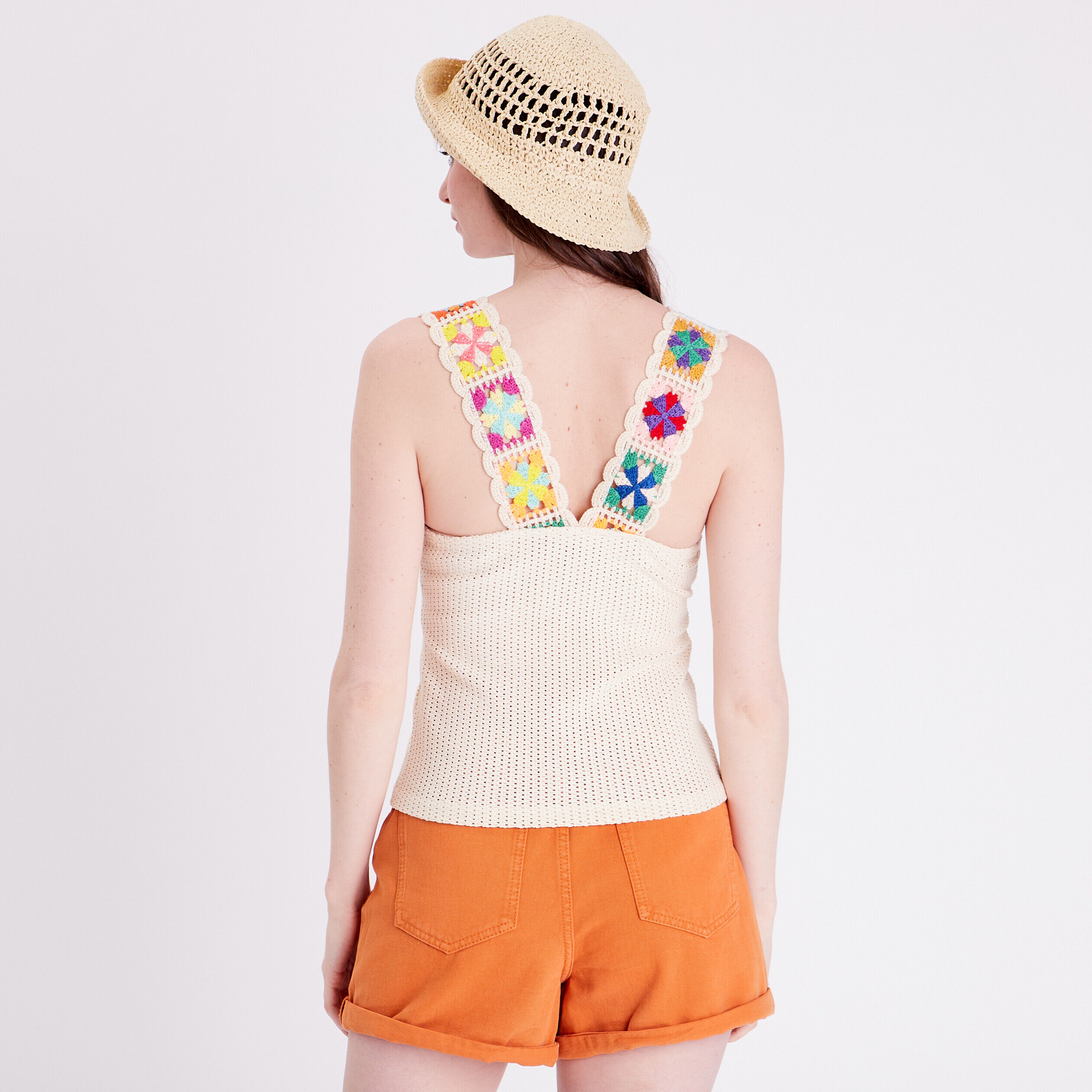 Débardeur bretelles en crochet ecru femme | Cache Cache