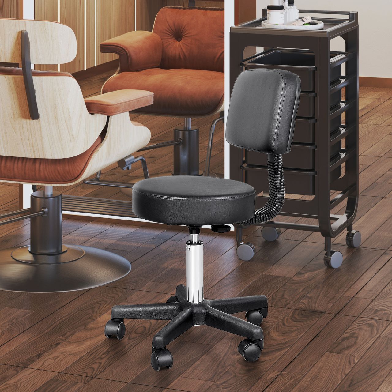 HOMCOM Kosmetikhocker Drehhocker Rollhocker Arbeitshocker Hocker Profi Salon