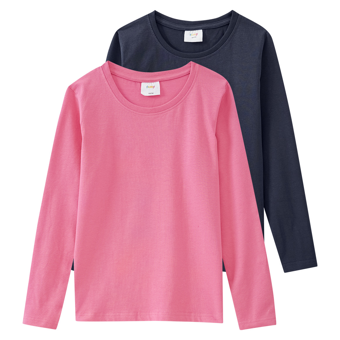 2 Mädchen Langarmshirts im Basic-Style