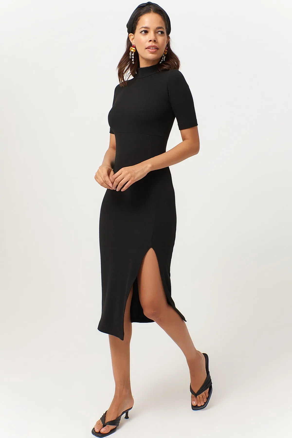 Cool & Sexy  Schwarzes, geschlitztes Camisole-Kleid für Damen EY1020