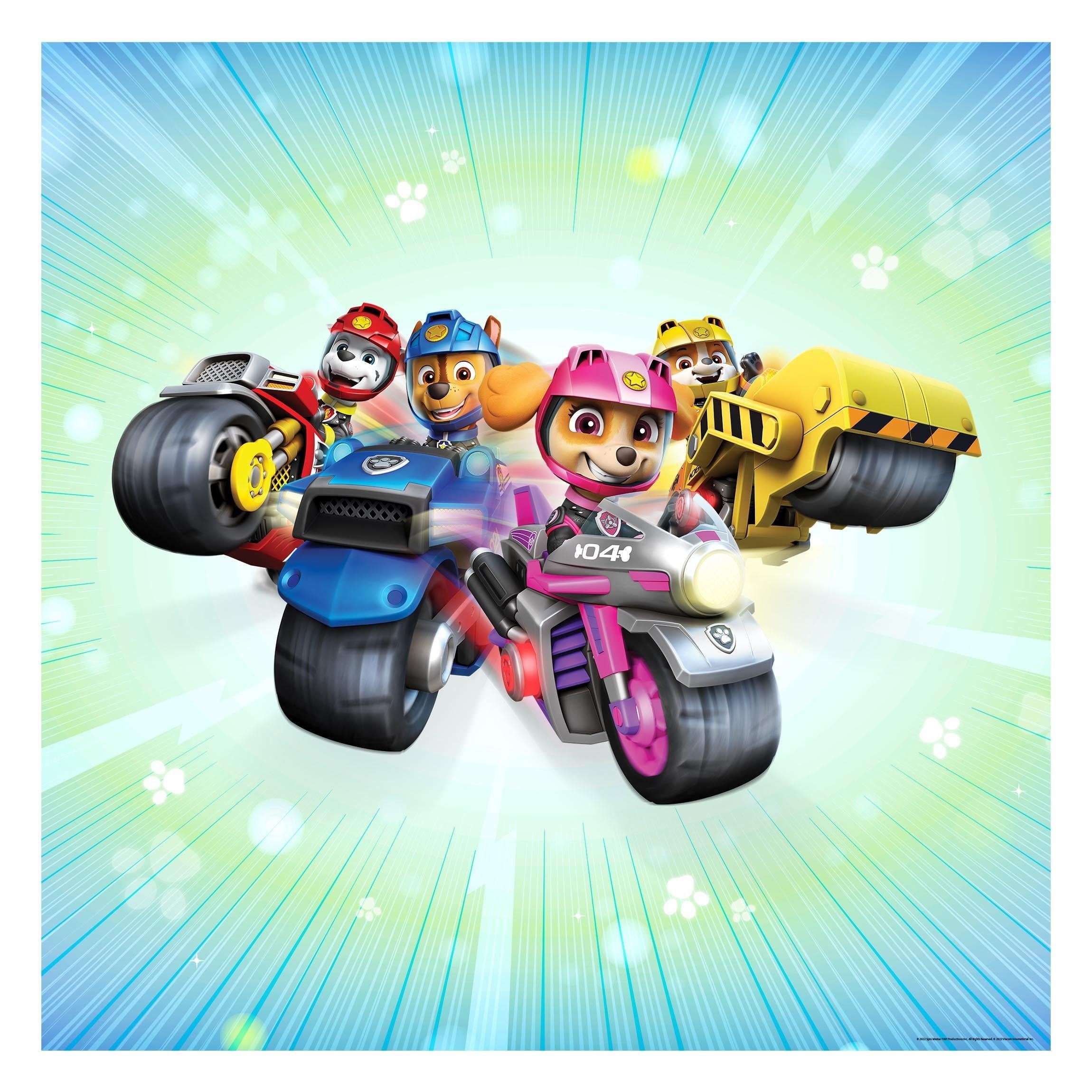 Bilderdepot24 Kindertapete Kinderzimmer PAW Patrol Moto Pups Action Blau Kinder Wanddeko Motorrad, Glatt, Matt, (Inklusive Gratis-Kleister oder selbstklebend), Mädchenzimmer Jungenzimmer Babyzimmer Bildtapete Fototapete Wandtapete