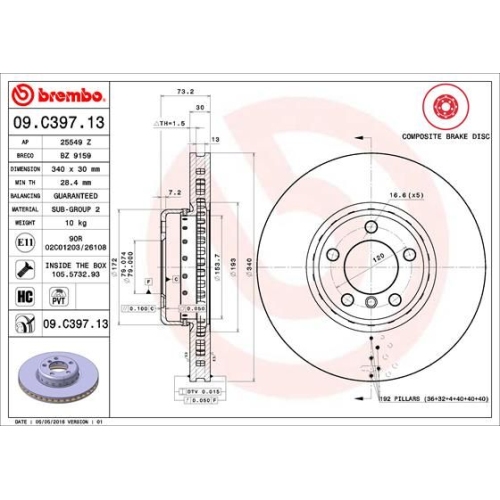 09.C397.13 BREMSSCHEIBE BREMBO VA VP1 - ATU