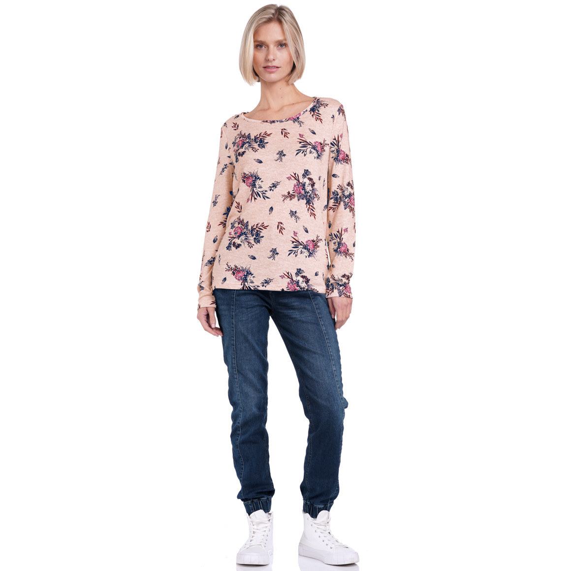 Damen Langarmshirt mit floralem Muster