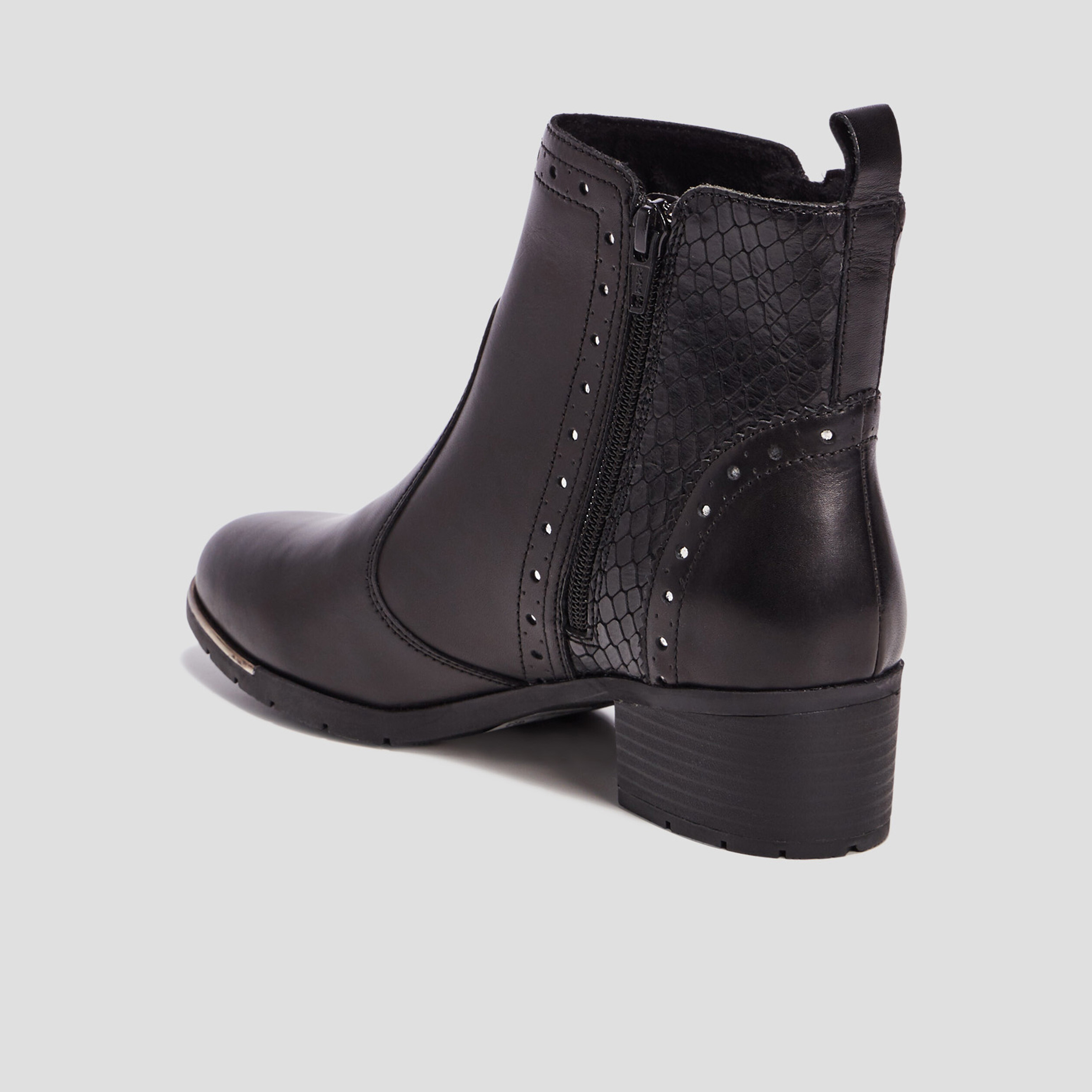 Bottines à talons en cuir noir femme | La Halle
