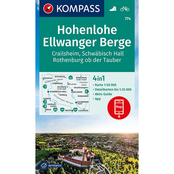 KOMPASS WANDERKARTE HOHENLOHE, ELLWANGER BERGE, CRAILSHEIM
