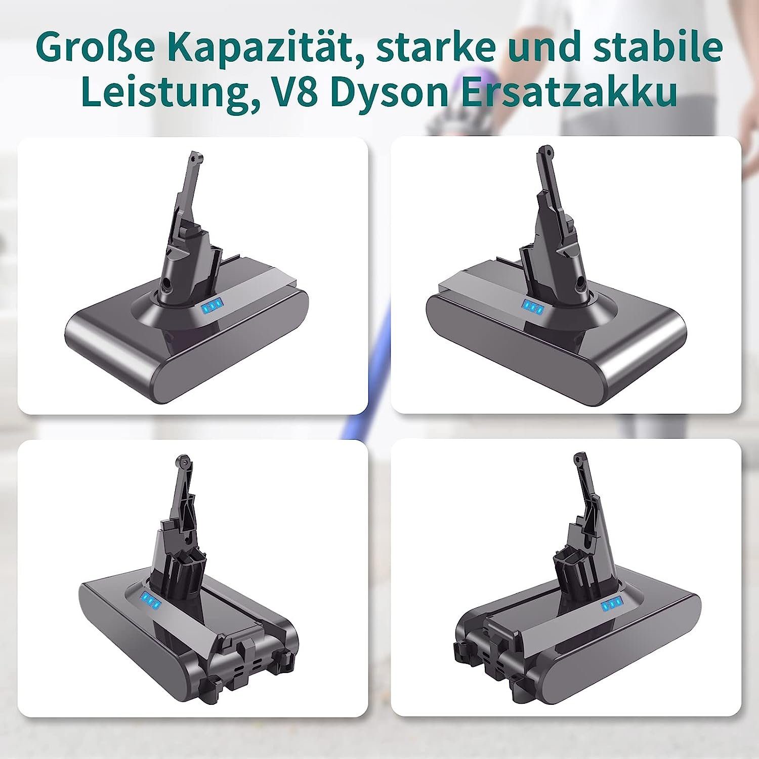 JOEAIS 4600mAh V8 Akku für Ersatzakku Staubsauger Handstaubsauger Staubsauger-Akku Kompatibel mit V8 Absolute Animal Fluffy Motorhead Slim SV10 handstaubsauger, 21.6V Batterie mit Schrauben & Schraubendreher