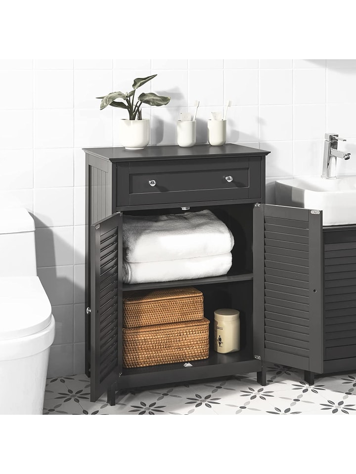 SoBuy Badkommode in Drunkelgrau - (B)57 x (H)87 x (T)33cm günstig kaufen onesize