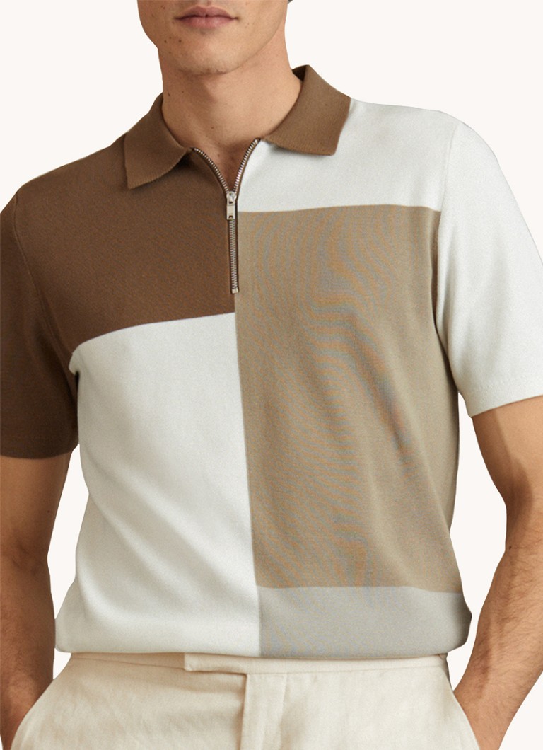 Polo Reiss Delta de corte regular com blocos de cor e meio zíper.