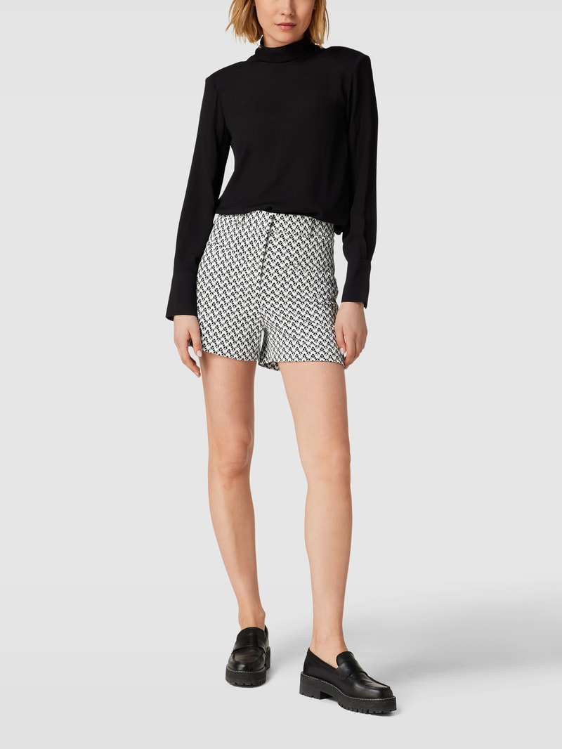 High Waist Shorts mit Allover-Muster Modell MELINDA in schwarz