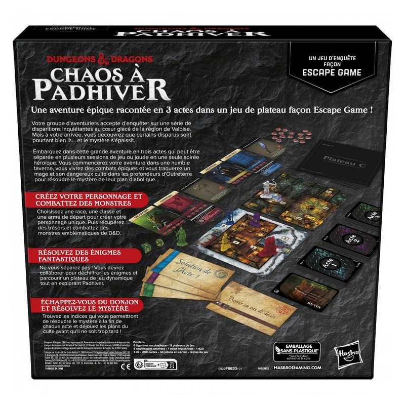 Dungeons et dragons : chaos à padhiver, jeu d'enquête Hasbro