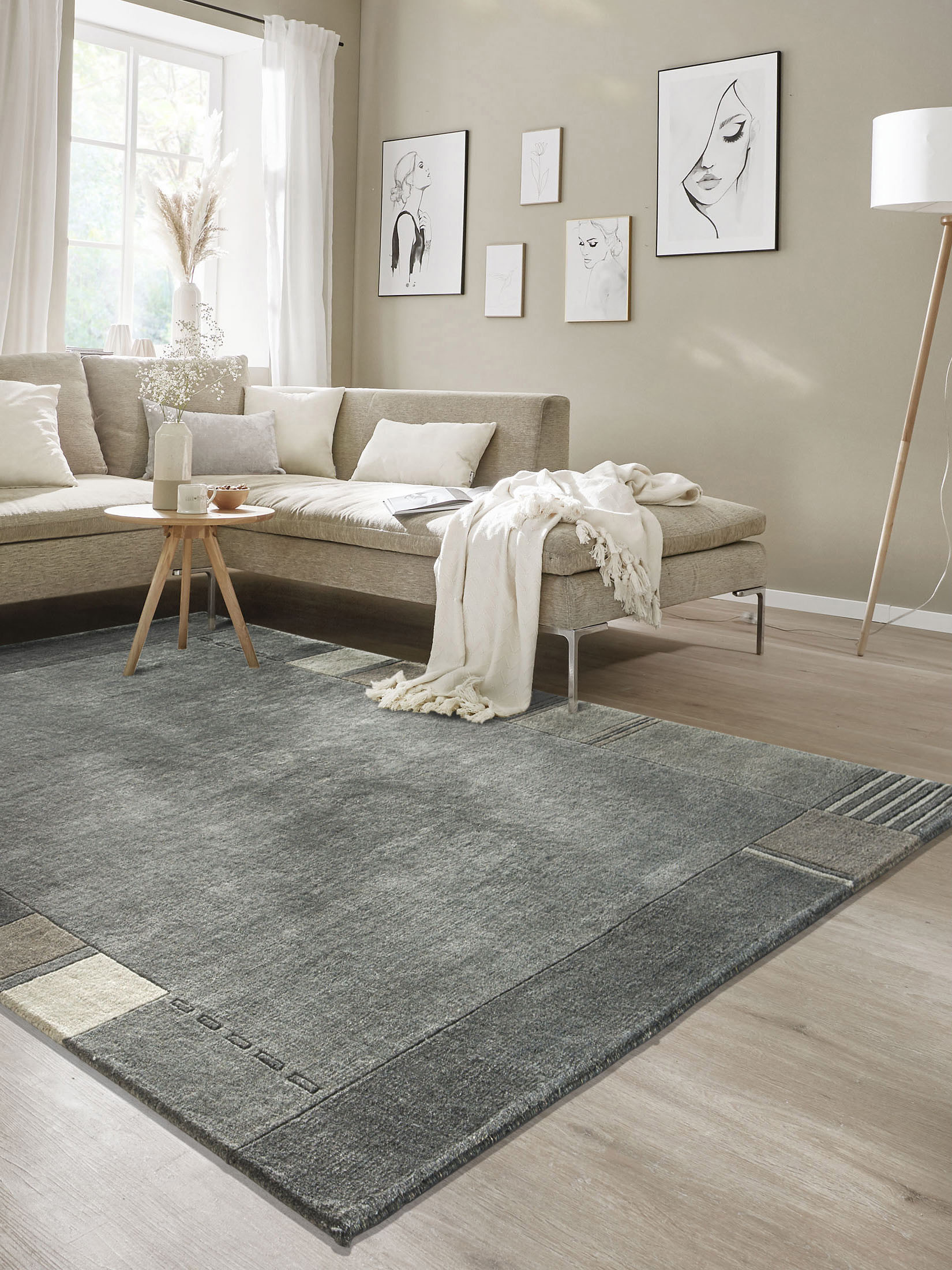Parwa Nepal-Teppich, Stone Grey