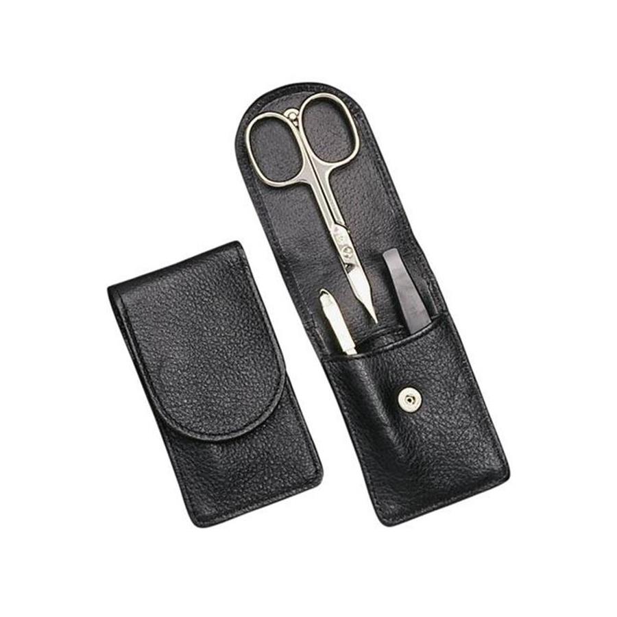 Taschenmanicure, Nappa-Vollrindleder, vernickelt