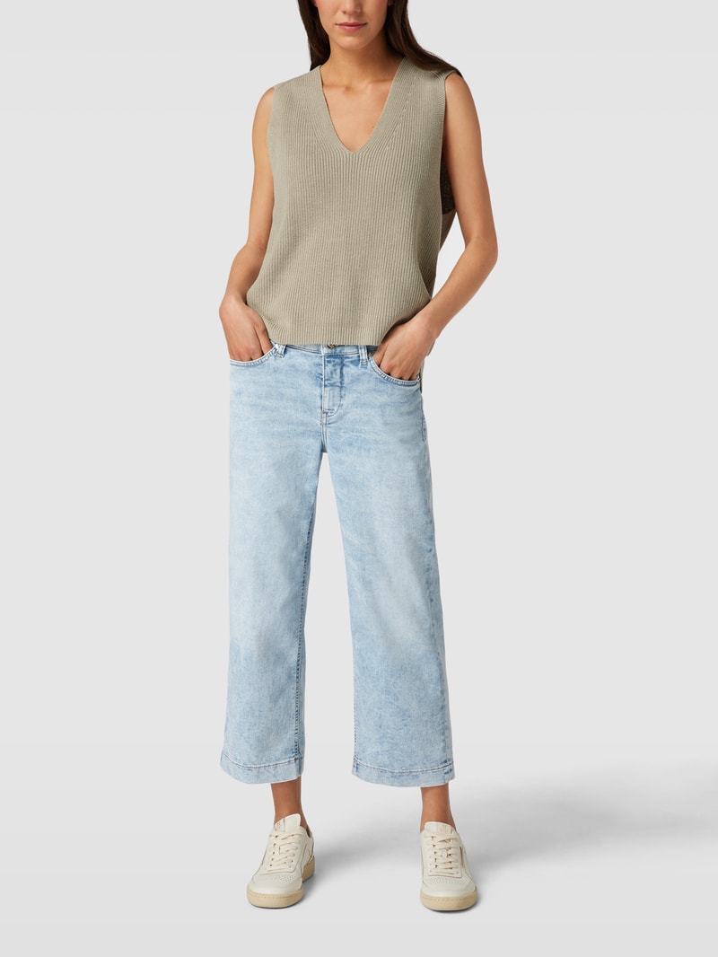 Straight Fit Jeans mit 5-Pocket-Design Modell 'Rich Culotte' in hellblau