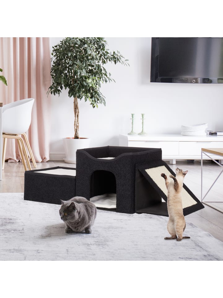 relaxdays Katzenhöhle in Schwarz - (B)112 x (H)36,5 x (T)41 cm günstig kaufen onesize