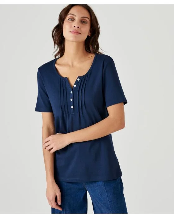 Tee-shirt col tunisien pur coton