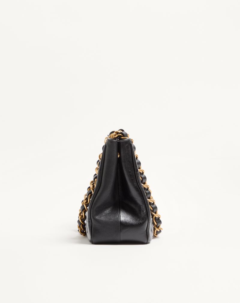 Bolsa de compras pequena Valentino Garavani Laseine em napa com estampa chevron.