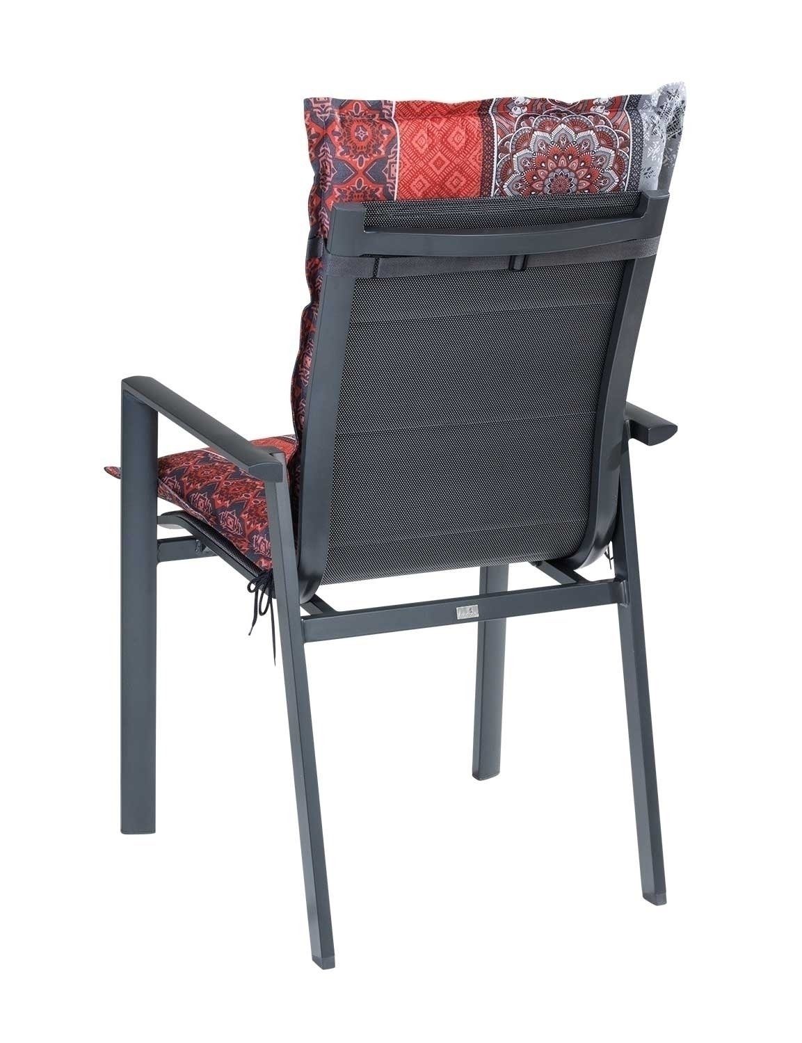 GO-DE Polsterauflage FULMINA, B 50 x L 110 cm, Rot, Grau, 6er Set, (Set, 6 St), Gartenstuhlauflagen für Mittellehnstühle
