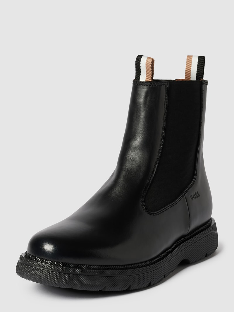 Chelsea Boots mit Label-Details Modell 'Jacob' in schwarz
