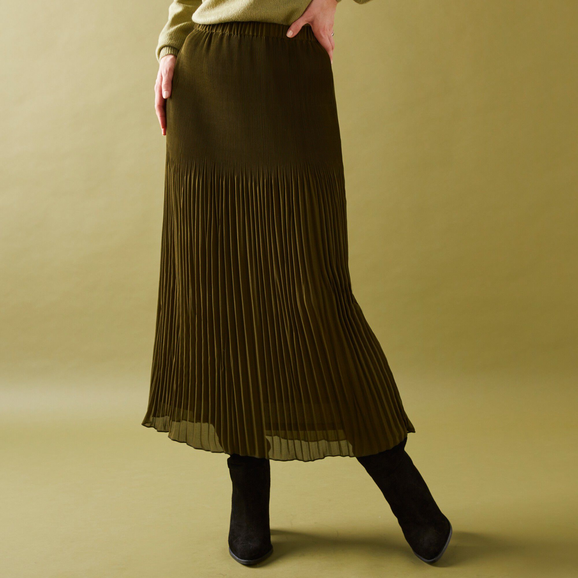 Jupe grande stature voile plissé uni, polyester recyclé(1)