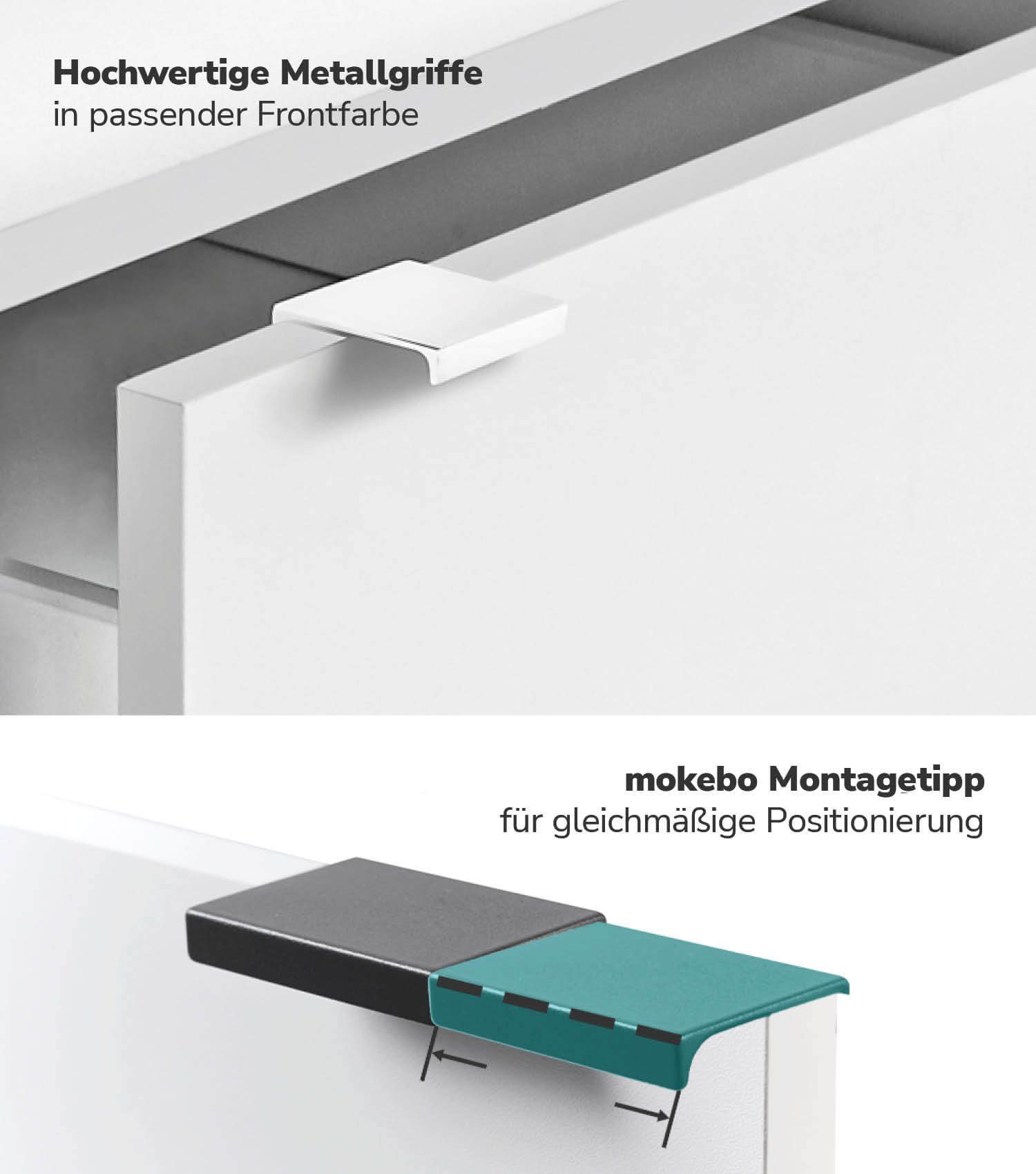 mokebo Sideboard Die Elegante (mit Schubladen & Fächern), Kommode, Highboard oder Anrichte mit Metallgriffen in Weiß
