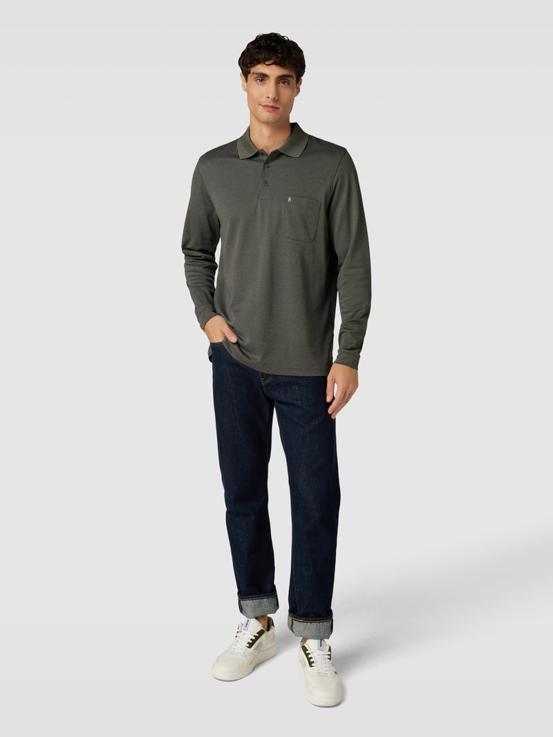 Poloshirt im langärmeligen Design Modell 'CARBON' in anthrazit
