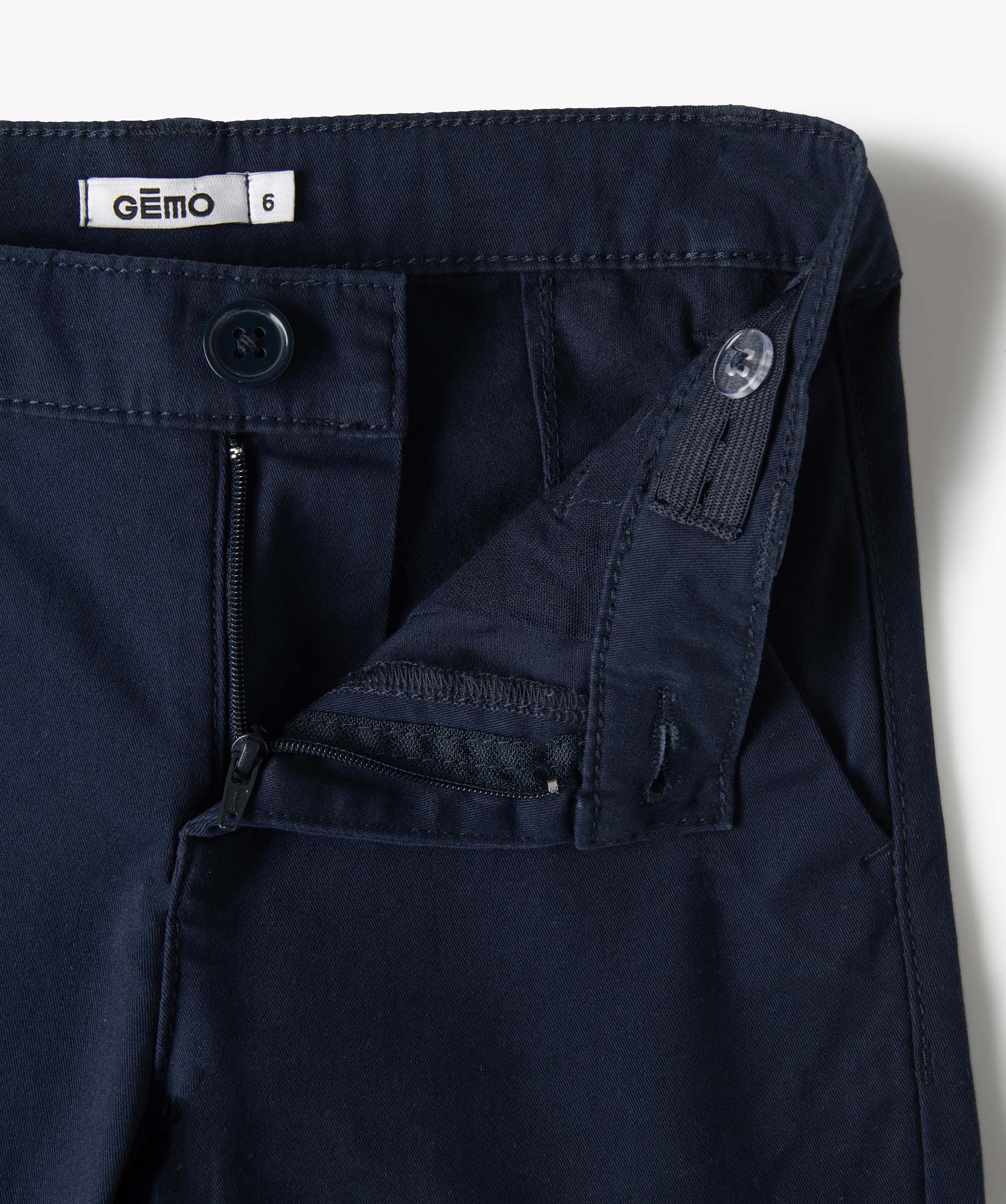 Pantalon Garçon chino en toile unie marine | GEMO