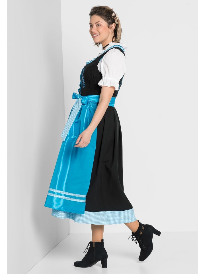 sheego Dirndl in schwarz-türkis günstig kaufen