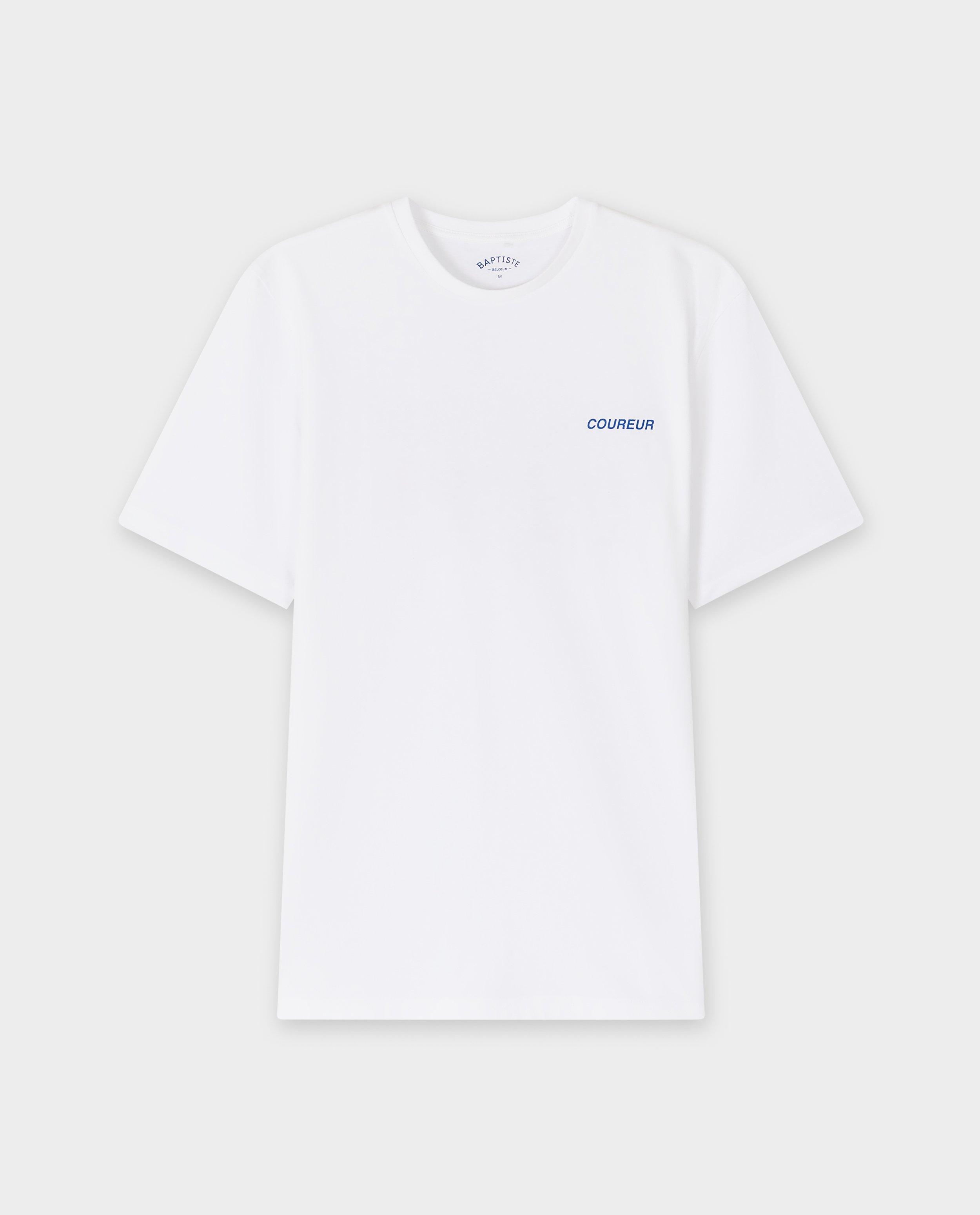 Baptiste organikus pamut póló hátul mintával, unisex, S-XXXL, fehér