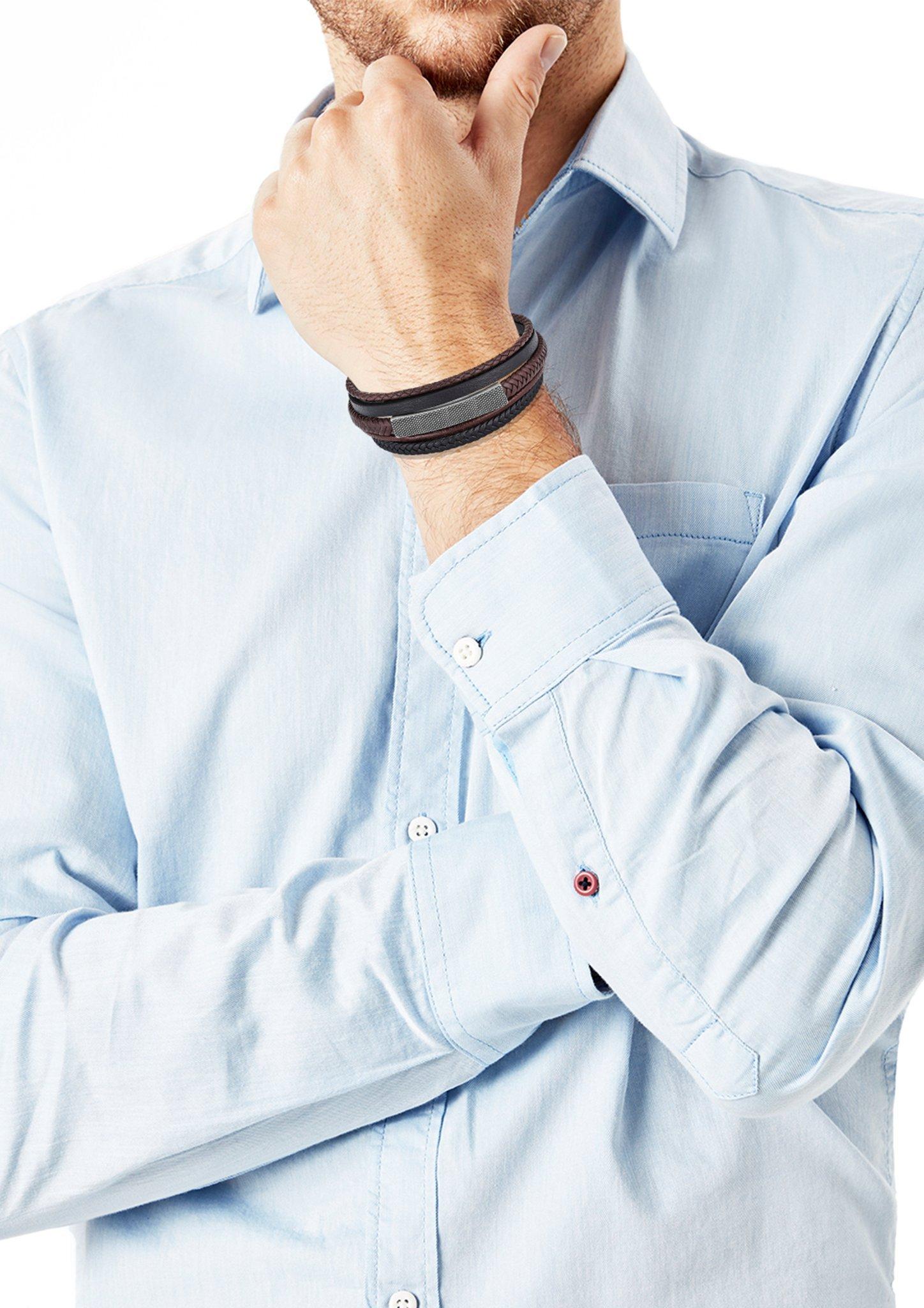 Armband aus Leder und Edelstahl  272.908.6412.4259-99B0