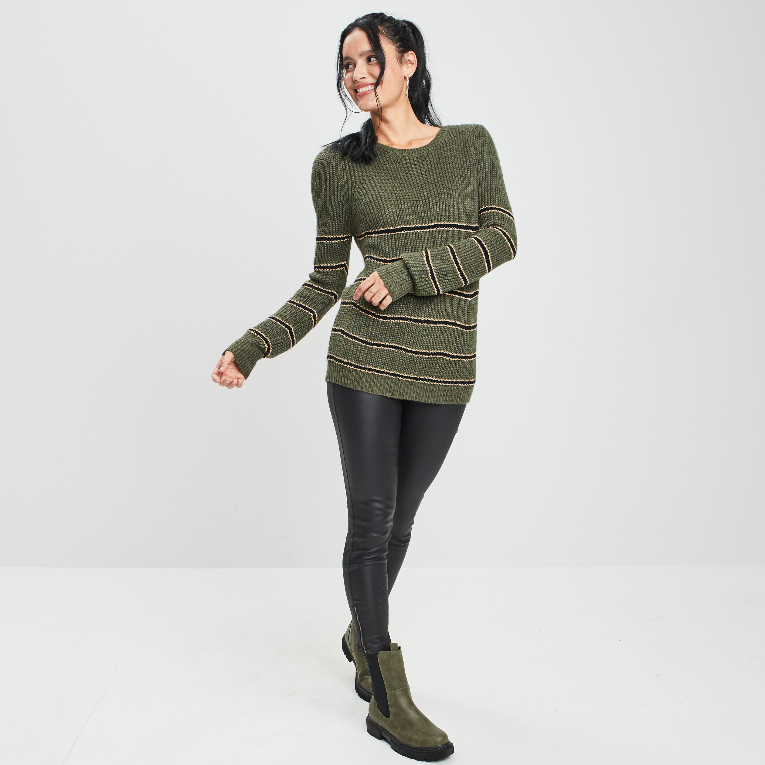 Pantalon skinny enduit noir femme | La Halle